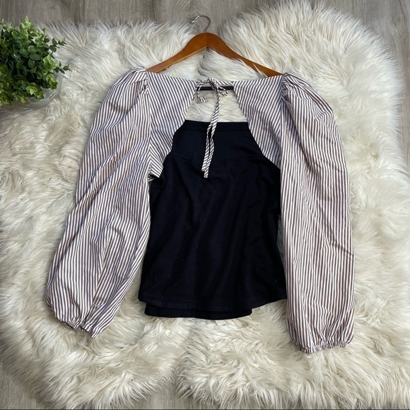 Maeve Anthropologie Open-Back Puff-Sleeved Blouse‎ - Picture 9 of 10